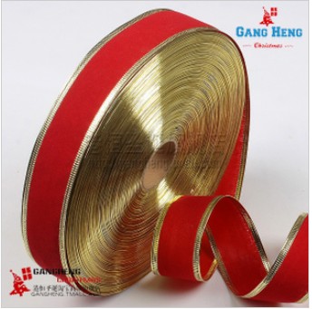 Red Gold Silk Ribbon Round Shape Christmas Decorations_1_1.jpg